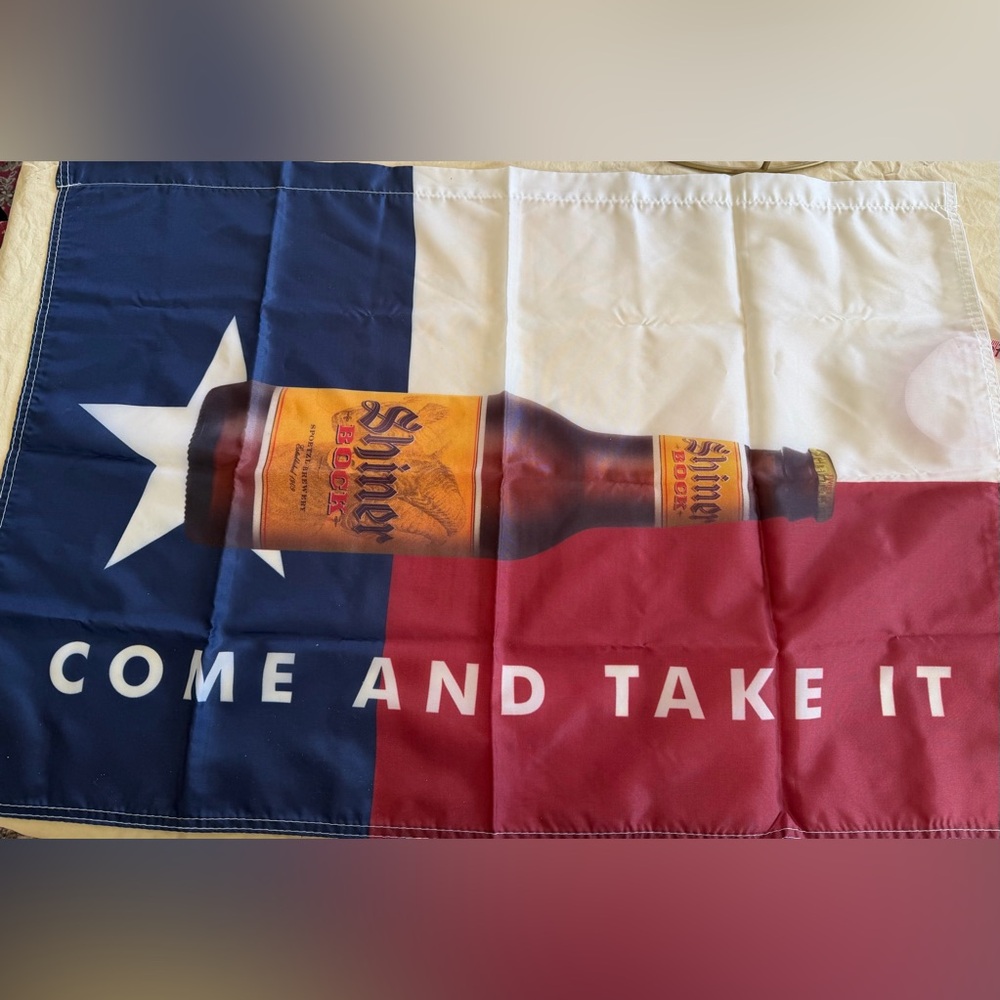 Shiner Bock Texas Beer Come and Take It Flag Polyester Multicolor